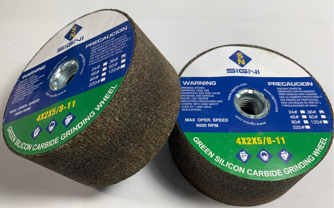 4 Inch Abrasive Green Silicon Carbide Grinding Stone With 5/8-11 Thread For Granite 4X2X5/8-11,46 Grit